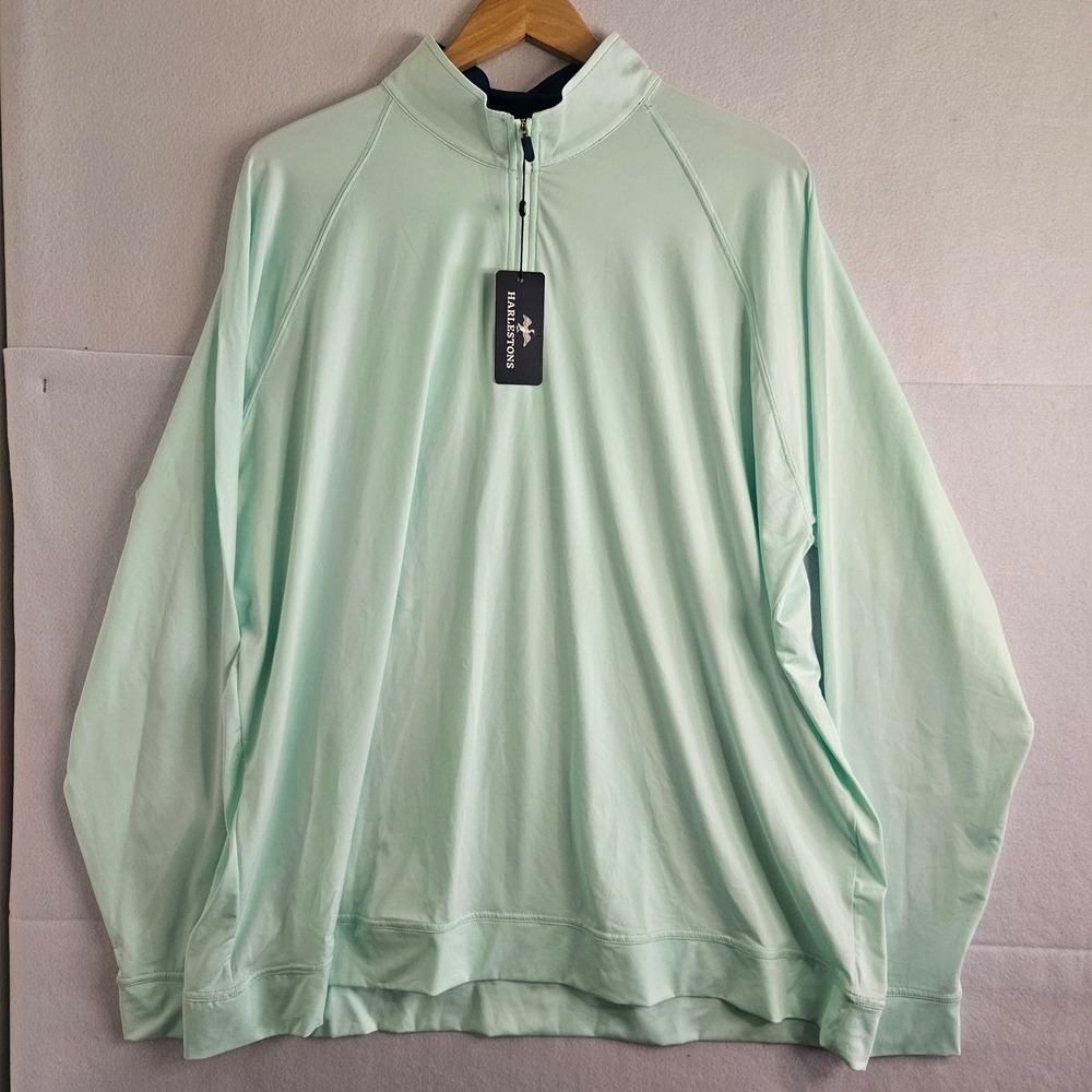 Harlestons Folly Mens XXL Bay Mint Green‎ Quarter Zip Pullover Tailored Fit NWT